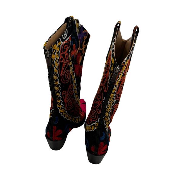 Vintage Velvet Road embroidered pointed toe tall boots - Picture 2 of 5